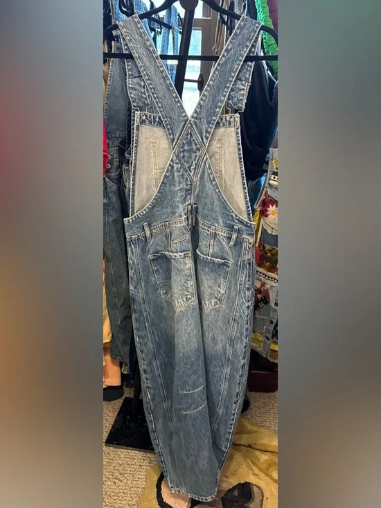 NWOT Free People We The Free Good Luck Barrel Overalls Ultra Light Beam - SMALL - Picture 9 of 11